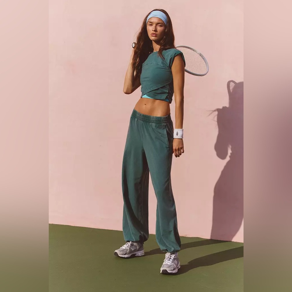 Free People Teal Green Wide-Leg Pants